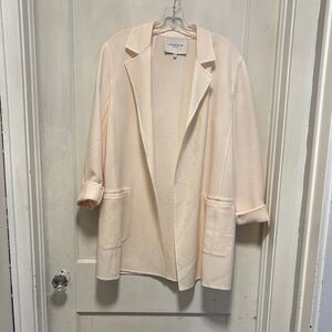 Layayette 148 Ivory Cream Open-Front Women's Wool Blazer Jacket Medium